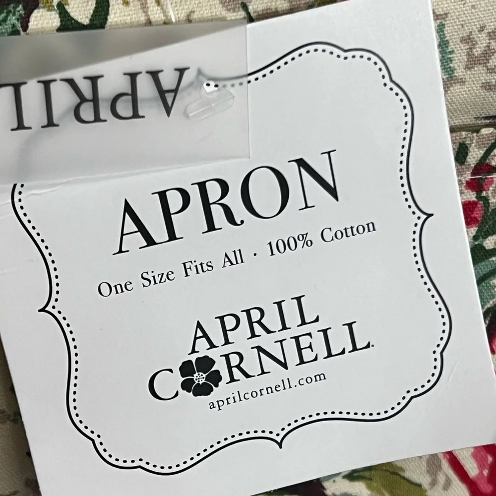 April Cornell MERRY Antique Floral Apron Cotton Canvas Christmas Holidays OS - Picture 11 of 13